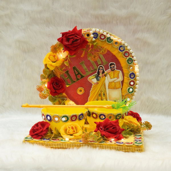 Couple-Themed Haldi Plate