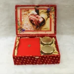 Red Velvet Sahe Chithi Box with Golden Square Embossing - Image 2