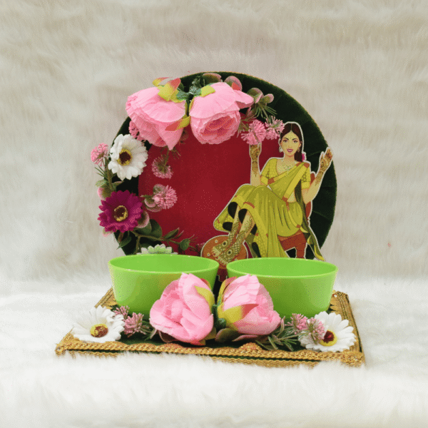 Bride-Groom Velvet Mehndi Plate