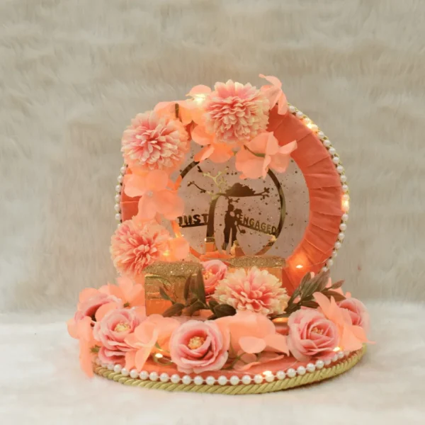 Peach Floral Round Engagement Ring Plate