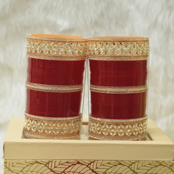 Bridal Red Chura with Diamond-Cut
