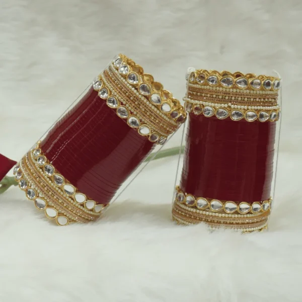 Maroon & Kundan Stone Chura