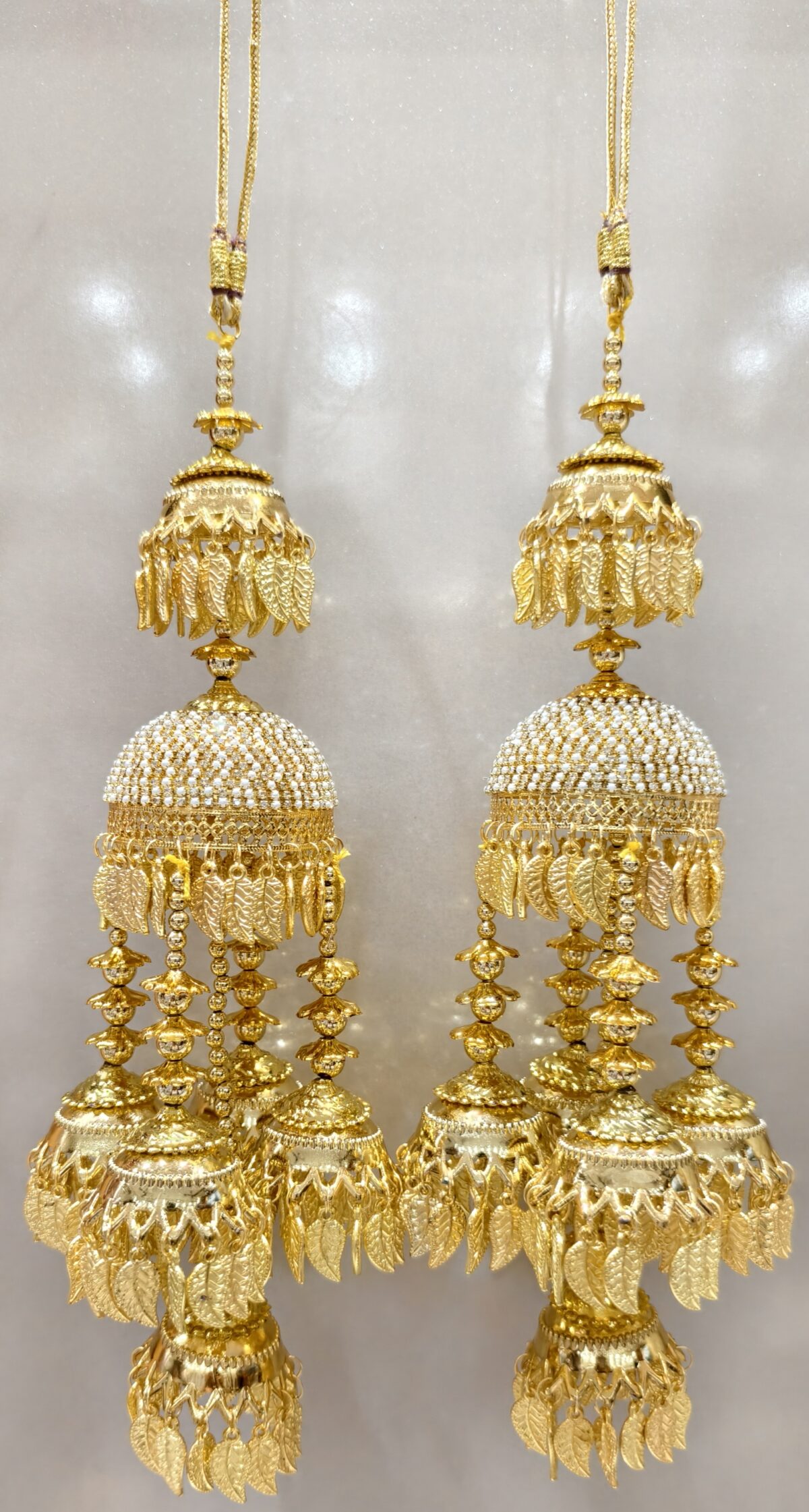 Royal Leaf & Pearl Dome Bridal Kalira - Image 1