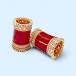 Bridal mehroon chura with side vangdi