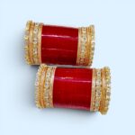 Bridal mehroon chura with side vangdi - Image 2