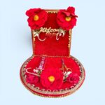Welcome Jiju Thali Platter Tray for Wedding Platter with Welcome Ribbon Wood